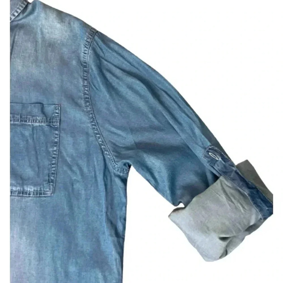 Young hearts run free blue denim shirt dress button front split side nwt large - Picture 4 of 10